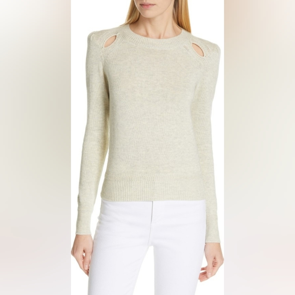 Isabel Marant Etoile Klee Cotton/Wool Blend Sweater In Light Heather Grey Sz 38 - Picture 2 of 8